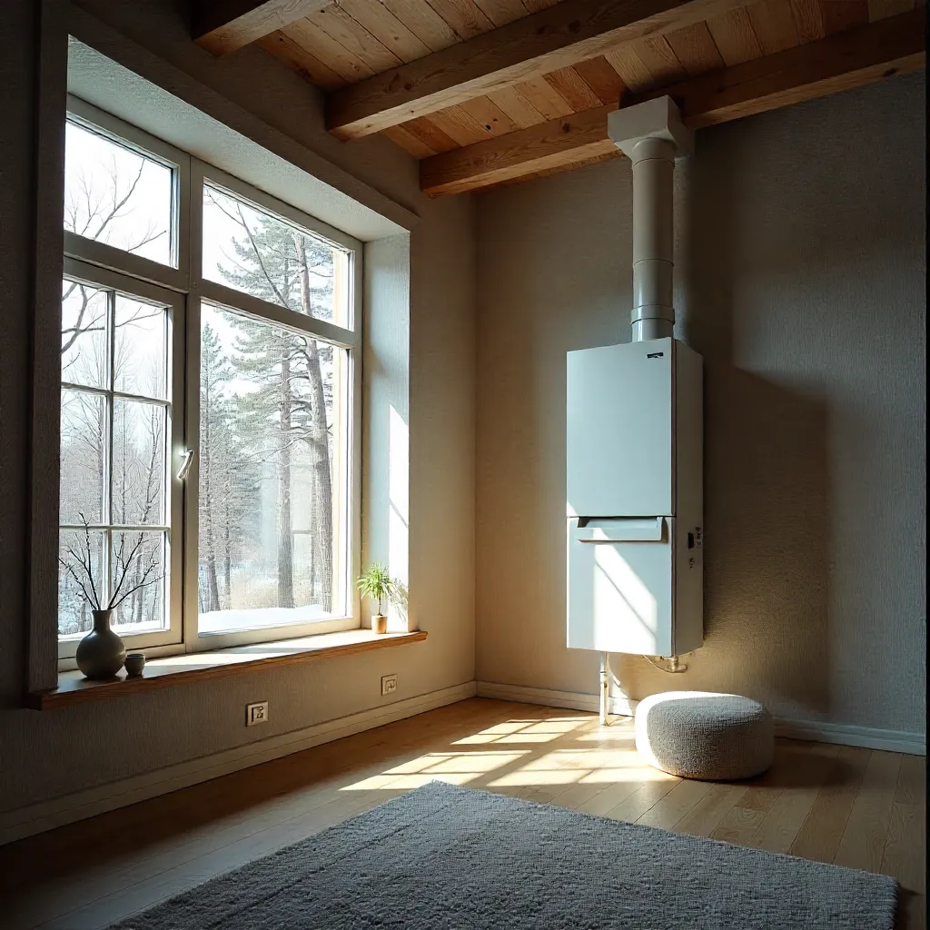 Modern home air purification system in living room